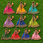 MDF Diya Rajasthani Women Wall Cutouts